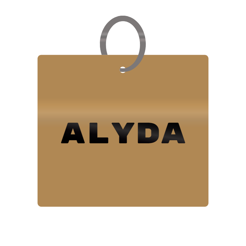 Alyda Engraved on Keychain in MDF 4cm x 4cm x 3mm