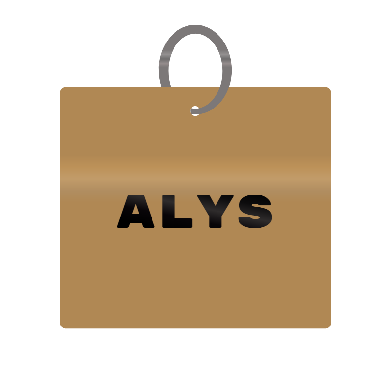 Alys Engraved on Keychain in MDF 4cm x 4cm x 3mm