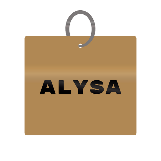 Alysa Engraved on Keychain in MDF 4cm x 4cm x 3mm