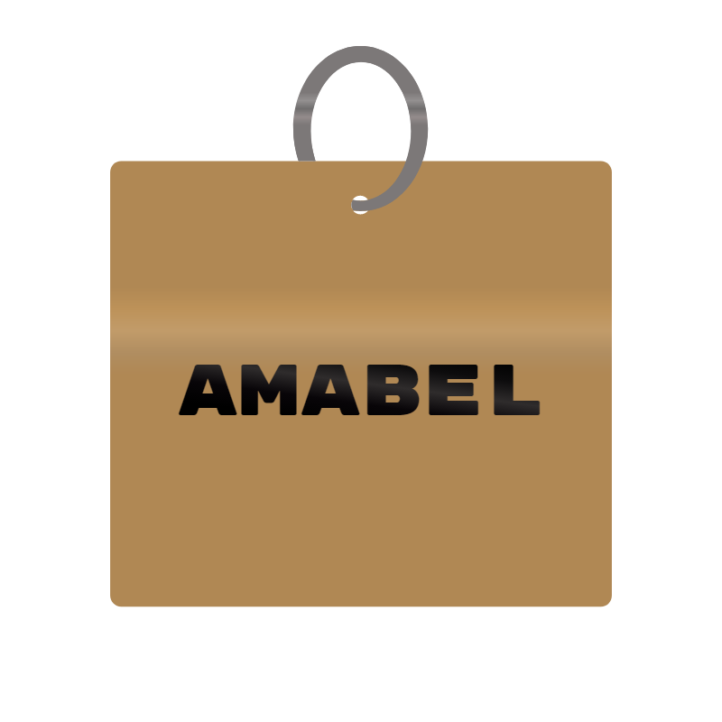 Amabel Engraved on Keychain in MDF 4cm x 4cm x 3mm