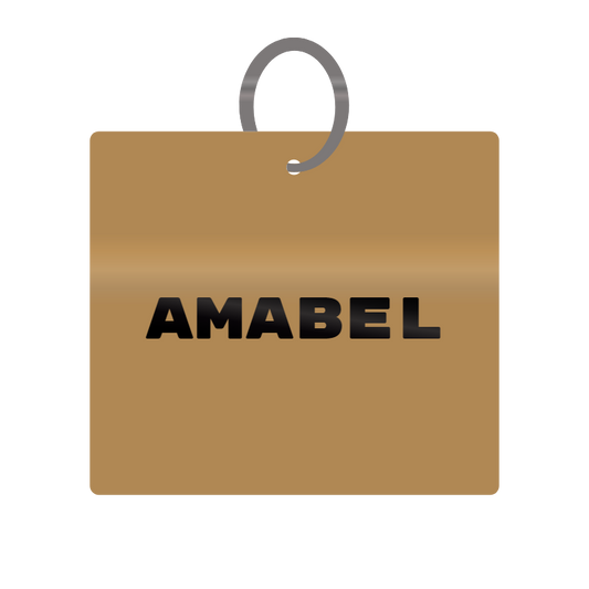 Amabel Engraved on Keychain in MDF 4cm x 4cm x 3mm