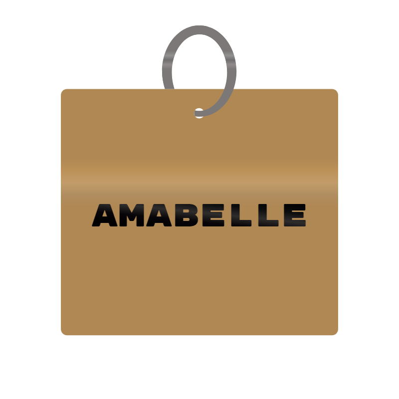 Amabelle Engraved on Keychain in MDF 4cm x 4cm x 3mm