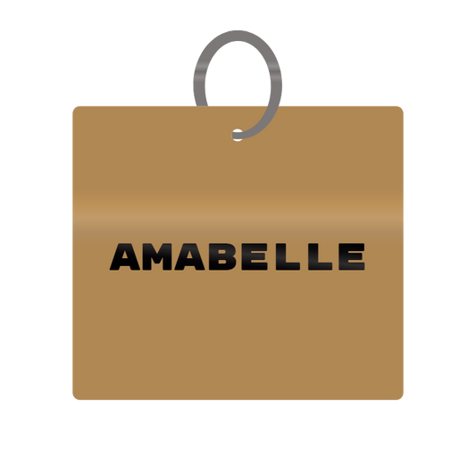 Amabelle Engraved on Keychain in MDF 4cm x 4cm x 3mm