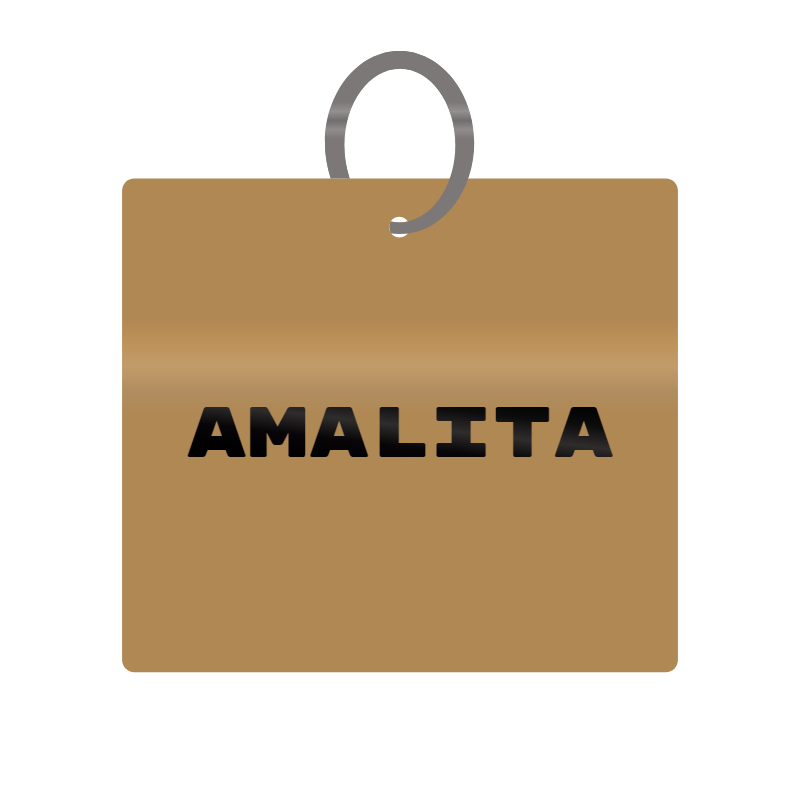 Amalita Engraved on Keychain in MDF 4cm x 4cm x 3mm