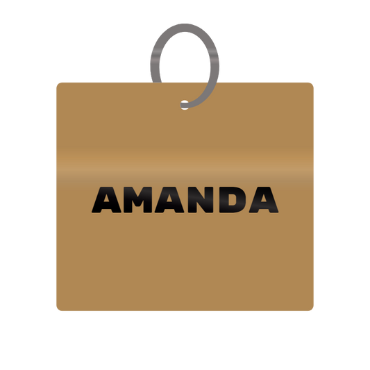 Amanda Engraved on Keychain in MDF 4cm x 4cm x 3mm