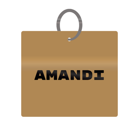 Amandi Engraved on Keychain in MDF 4cm x 4cm x 3mm