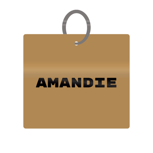 Amandie Engraved on Keychain in MDF 4cm x 4cm x 3mm