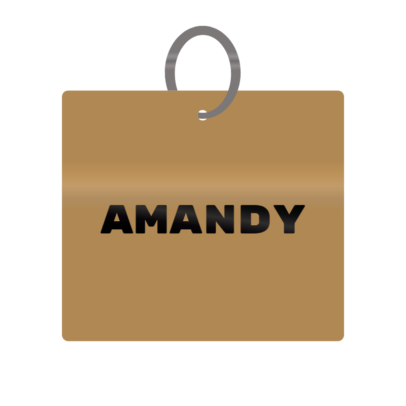 Amandy Engraved on Keychain in MDF 4cm x 4cm x 3mm