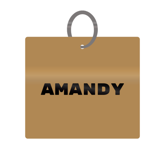 Amandy Engraved on Keychain in MDF 4cm x 4cm x 3mm