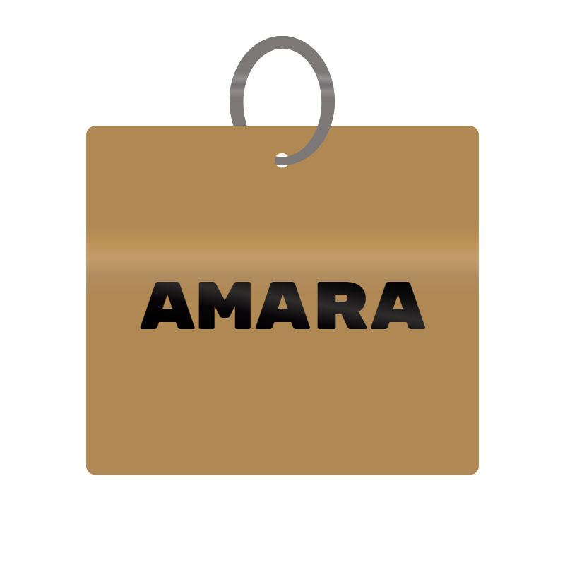 Amara Engraved on Keychain in MDF 4cm x 4cm x 3mm