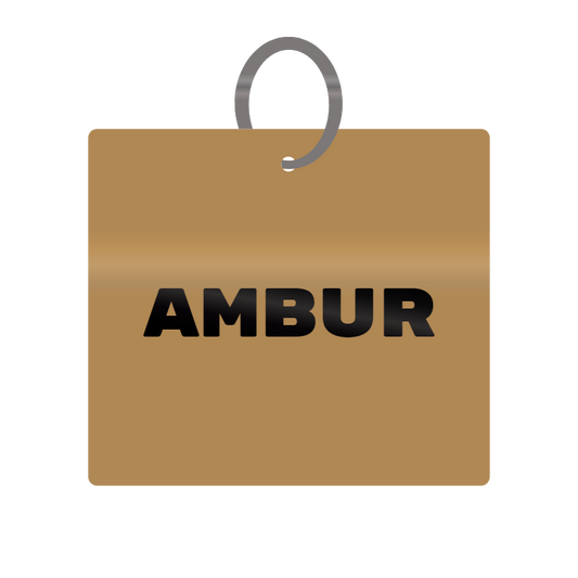 Ambur Engraved on Keychain in MDF 4cm x 4cm x 3mm