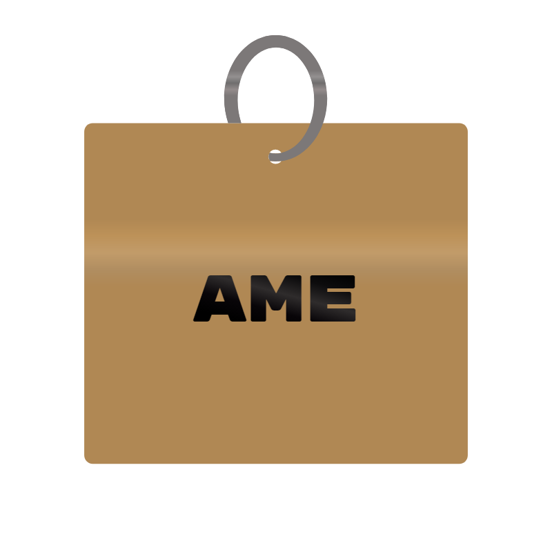 Ame Engraved on Keychain in MDF 4cm x 4cm x 3mm