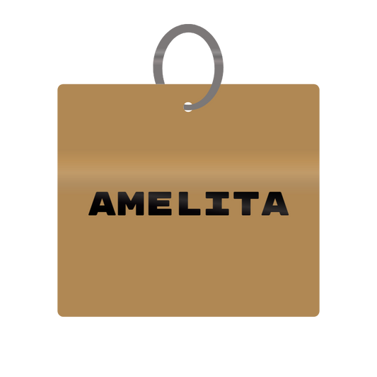 Amelita Engraved on Keychain in MDF 4cm x 4cm x 3mm