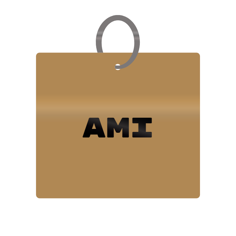 Ami Engraved on Keychain in MDF 4cm x 4cm x 3mm