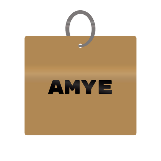 Amye Engraved on Keychain in MDF 4cm x 4cm x 3mm