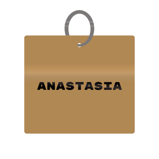 Anastasia Engraved on Keychain in MDF 4cm x 4cm x 3mm