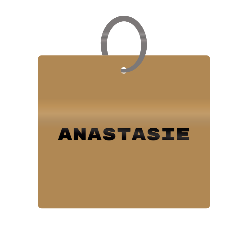 Anastasie Engraved on Keychain in MDF 4cm x 4cm x 3mm