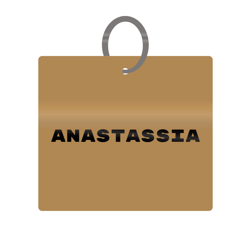 Anastassia Engraved on Keychain in MDF 4cm x 4cm x 3mm