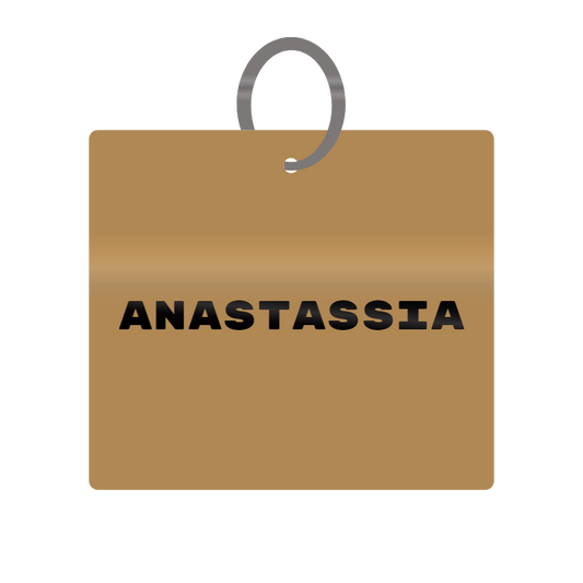 Anastassia Engraved on Keychain in MDF 4cm x 4cm x 3mm