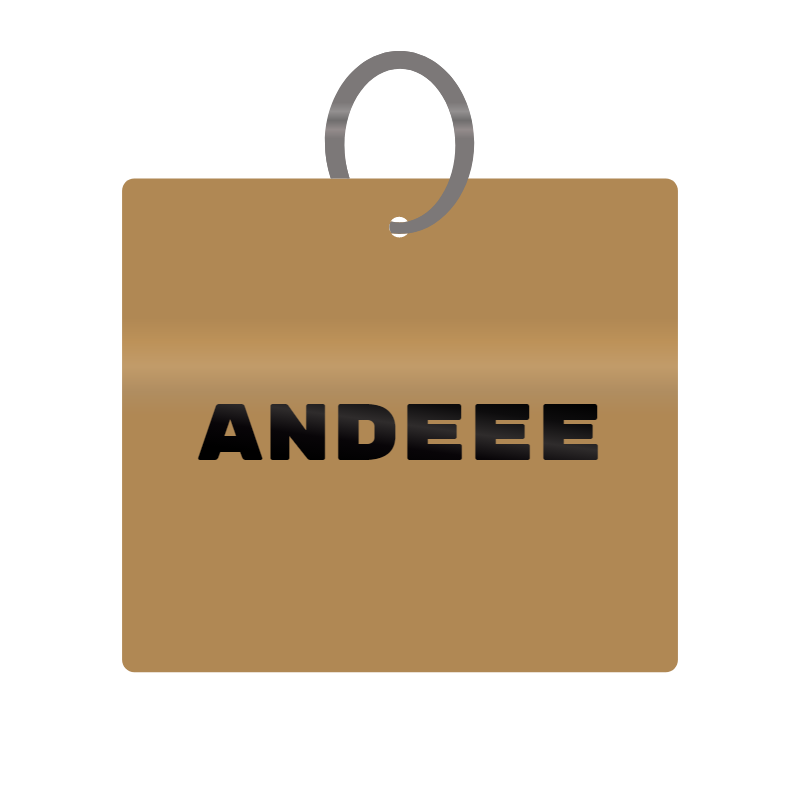 Andeee Engraved on Keychain in MDF 4cm x 4cm x 3mm