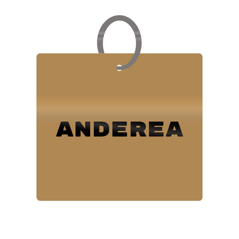 Anderea Engraved on Keychain in MDF 4cm x 4cm x 3mm