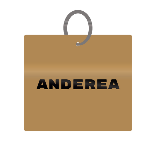 Anderea Engraved on Keychain in MDF 4cm x 4cm x 3mm