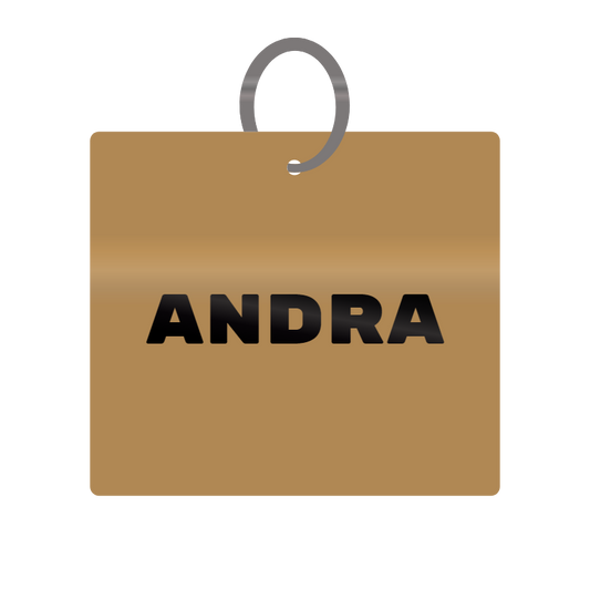 Andra Engraved on Keychain in MDF 4cm x 4cm x 3mm