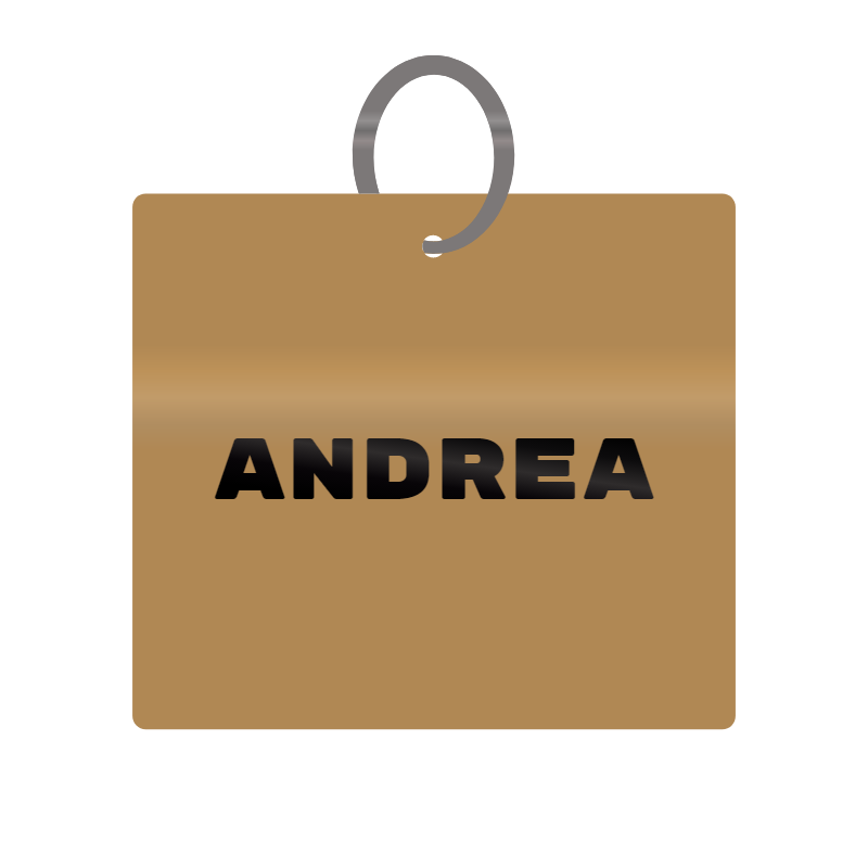 Andrea Engraved on Keychain in MDF 4cm x 4cm x 3mm