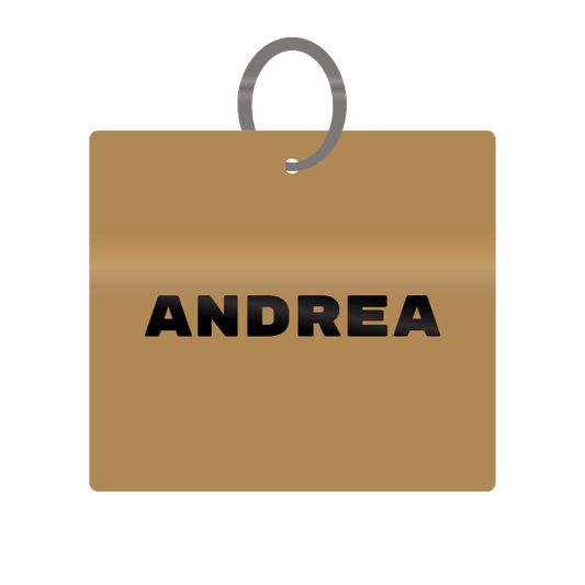 Andrea Engraved on Keychain in MDF 4cm x 4cm x 3mm