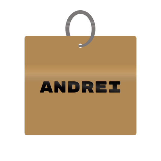 Andrei Engraved on Keychain in MDF 4cm x 4cm x 3mm