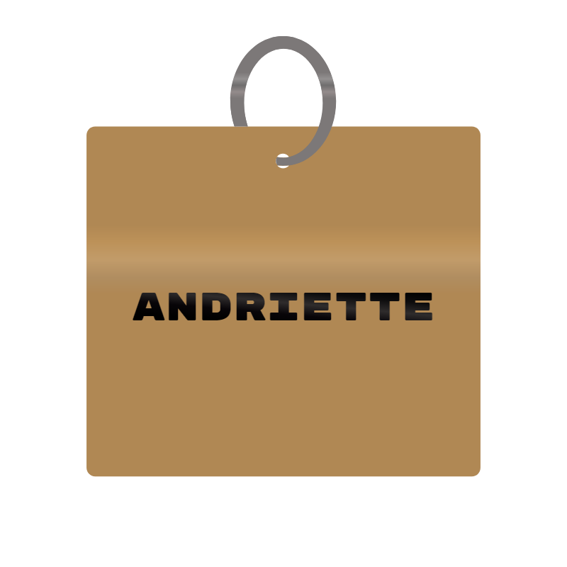 Andriette Engraved on Keychain in MDF 4cm x 4cm x 3mm