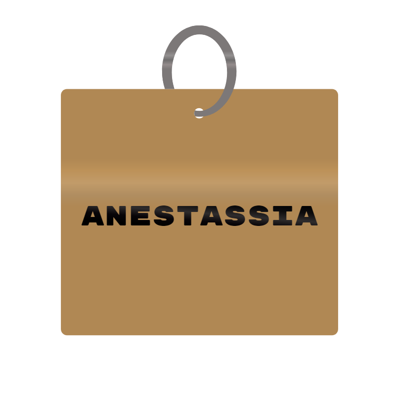 Anestassia Engraved on Keychain in MDF 4cm x 4cm x 3mm