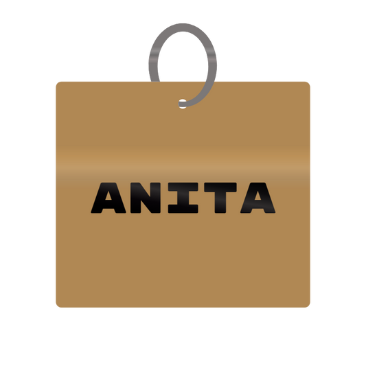 Anita Engraved on Keychain in MDF 4cm x 4cm x 3mm