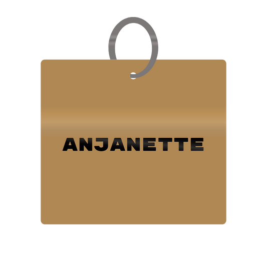 Anjanette Engraved on Keychain in MDF 4cm x 4cm x 3mm