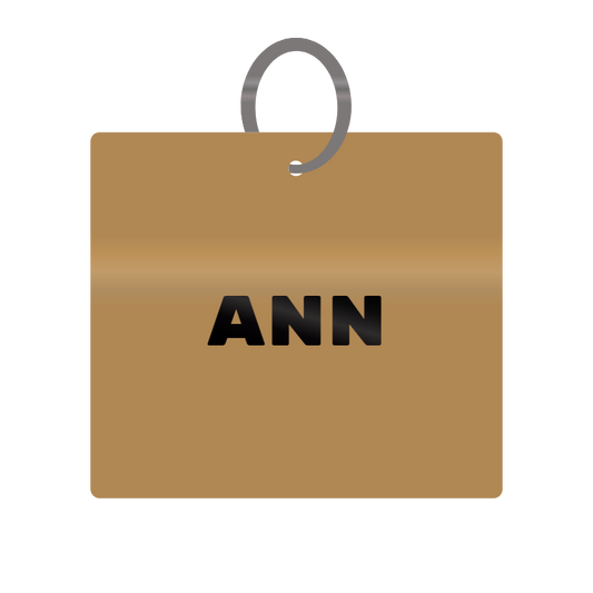 Ann Engraved on Keychain in MDF 4cm x 4cm x 3mm