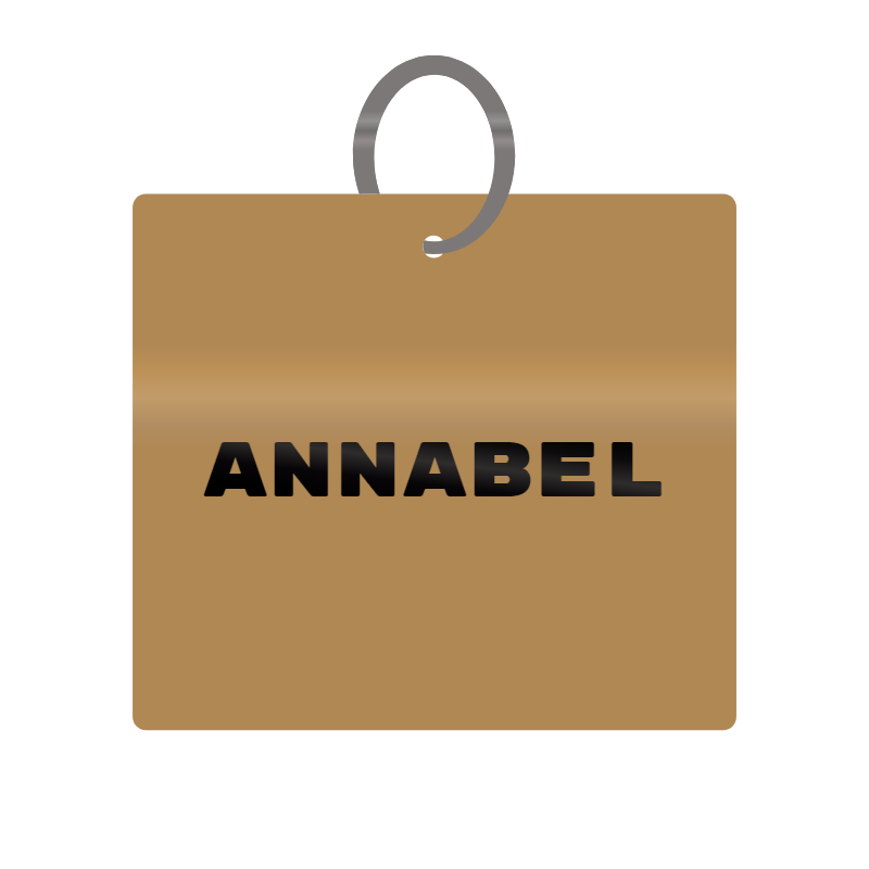 Annabel Engraved on Keychain in MDF 4cm x 4cm x 3mm