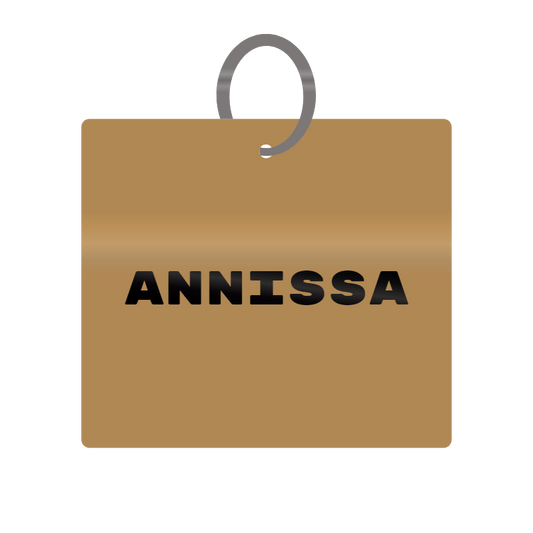 Annissa Engraved on Keychain in MDF 4cm x 4cm x 3mm