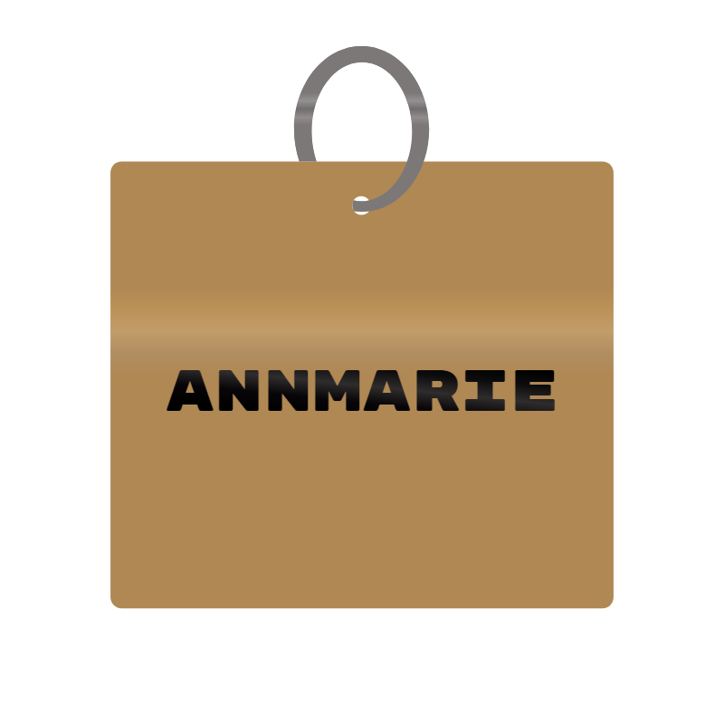 Annmarie Engraved on Keychain in MDF 4cm x 4cm x 3mm