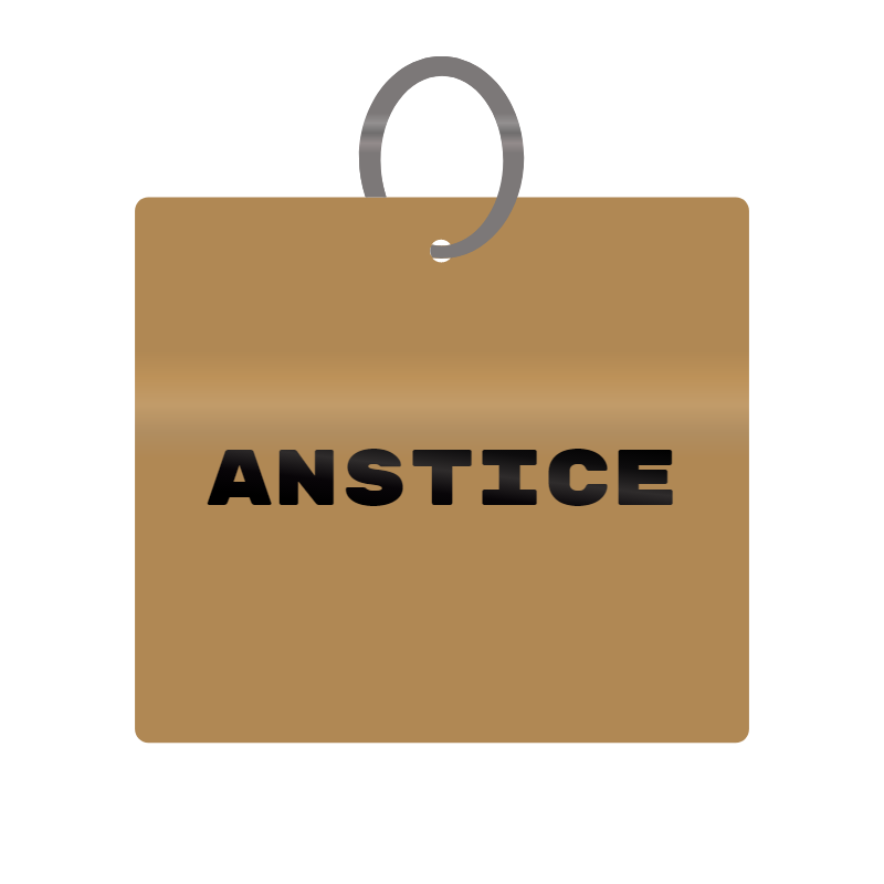 Anstice Engraved on Keychain in MDF 4cm x 4cm x 3mm