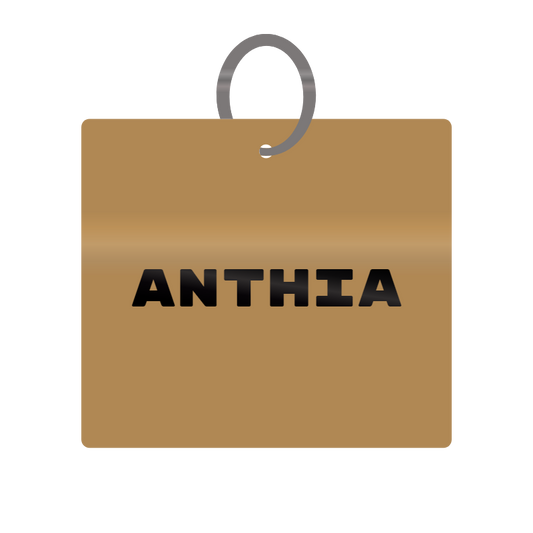 Anthia Engraved on Keychain in MDF 4cm x 4cm x 3mm