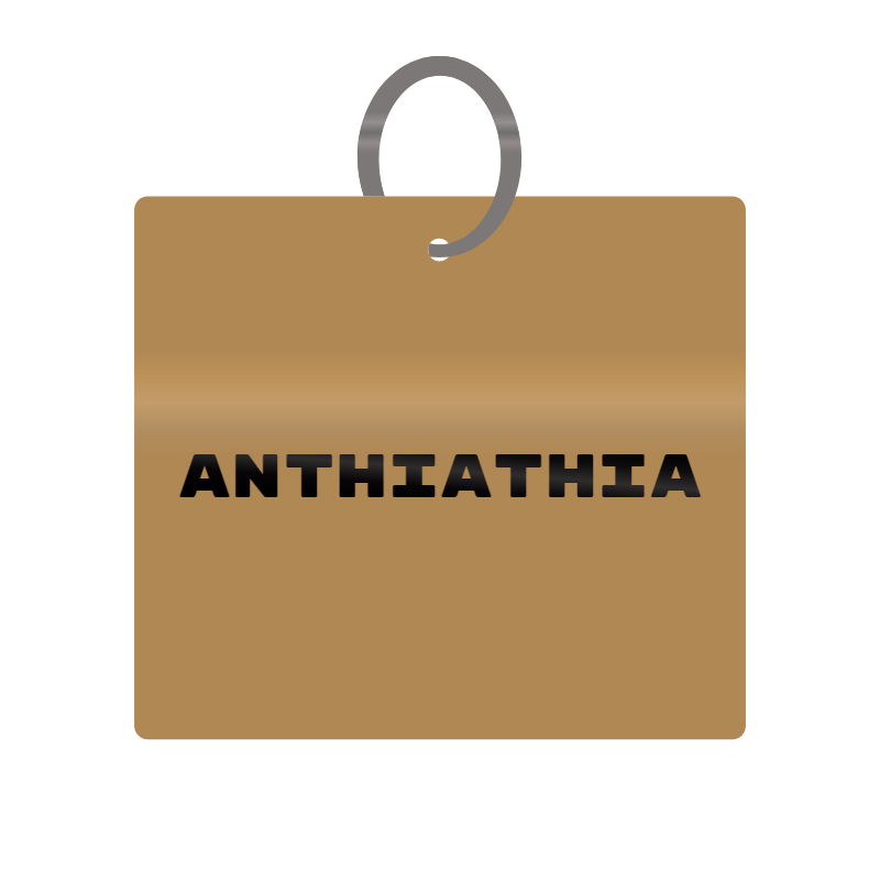 Anthiathia Engraved on Keychain in MDF 4cm x 4cm x 3mm