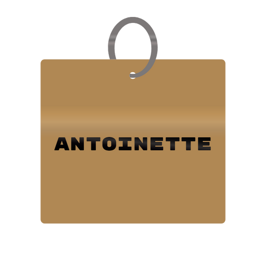 Antoinette Engraved on Keychain in MDF 4cm x 4cm x 3mm