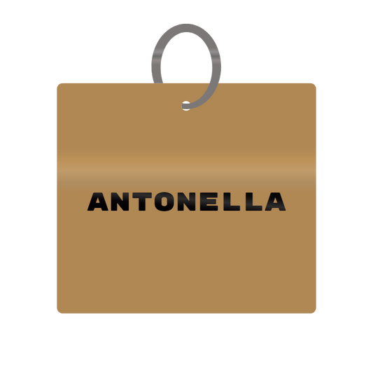 Antonella Engraved on Keychain in MDF 4cm x 4cm x 3mm