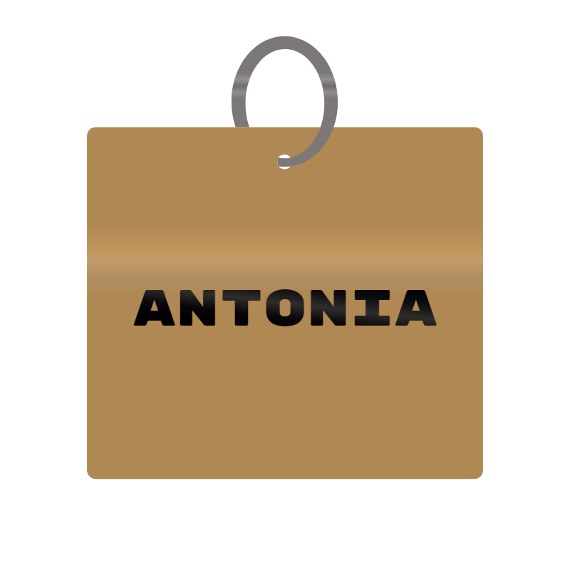 Antonia Engraved on Keychain in MDF 4cm x 4cm x 3mm