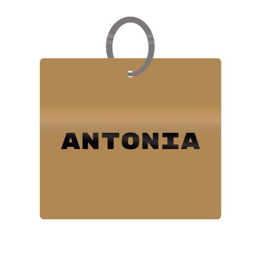 Antonia Engraved on Keychain in MDF 4cm x 4cm x 3mm