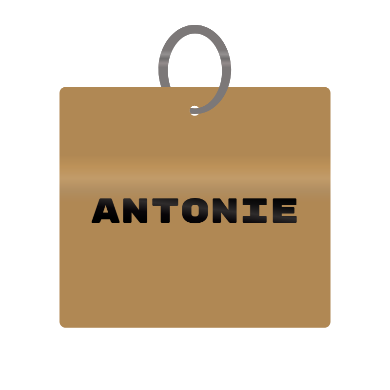 Antonie Engraved on Keychain in MDF 4cm x 4cm x 3mm