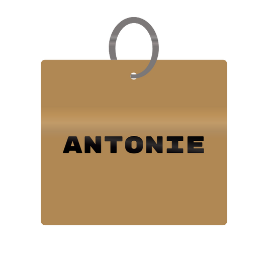 Antonie Engraved on Keychain in MDF 4cm x 4cm x 3mm