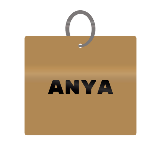 Anya Engraved on Keychain in MDF 4cm x 4cm x 3mm