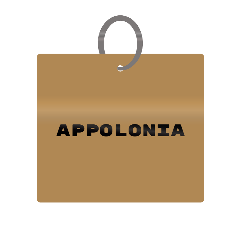 Appolonia Engraved on Keychain in MDF 4cm x 4cm x 3mm