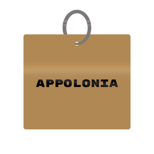 Appolonia Engraved on Keychain in MDF 4cm x 4cm x 3mm